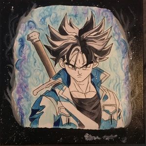 Dragon ball z trunks hand drawn canvas